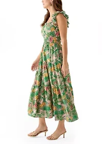 Women's Floral Printed Square Neck A-Line Dress
