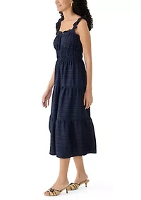 Women's Windowpane Ruffle Midi Dress