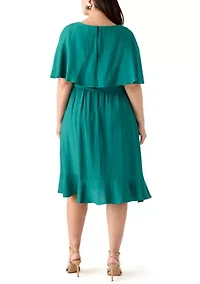 Plus Short Sleeve Ruffle A-Line Dress