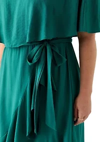 Plus Short Sleeve Ruffle A-Line Dress