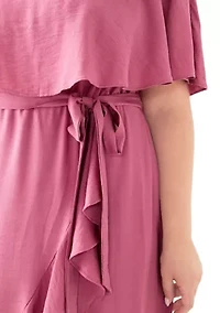 Plus Short Sleeve Ruffle A-Line Dress