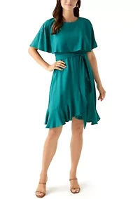 Women's Short Sleeve Crew Neck Chiffon Fit & Flare Dress