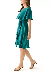 Women's Short Sleeve Crew Neck Chiffon Fit & Flare Dress
