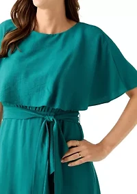 Women's Short Sleeve Crew Neck Chiffon Fit & Flare Dress