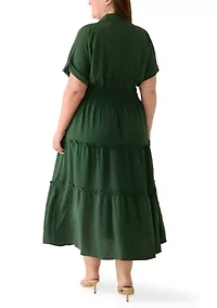 Plus Short Sleeve Chiffon Shirtdress