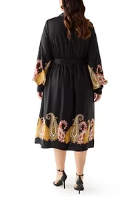 Plus Long Sleeve Fit-and-Flare Dress