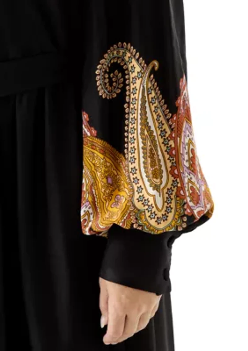 Plus Long Sleeve Fit-and-Flare Dress