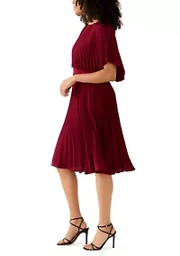 Women's Short Sleeve V-Neck Fit and Flare Dress