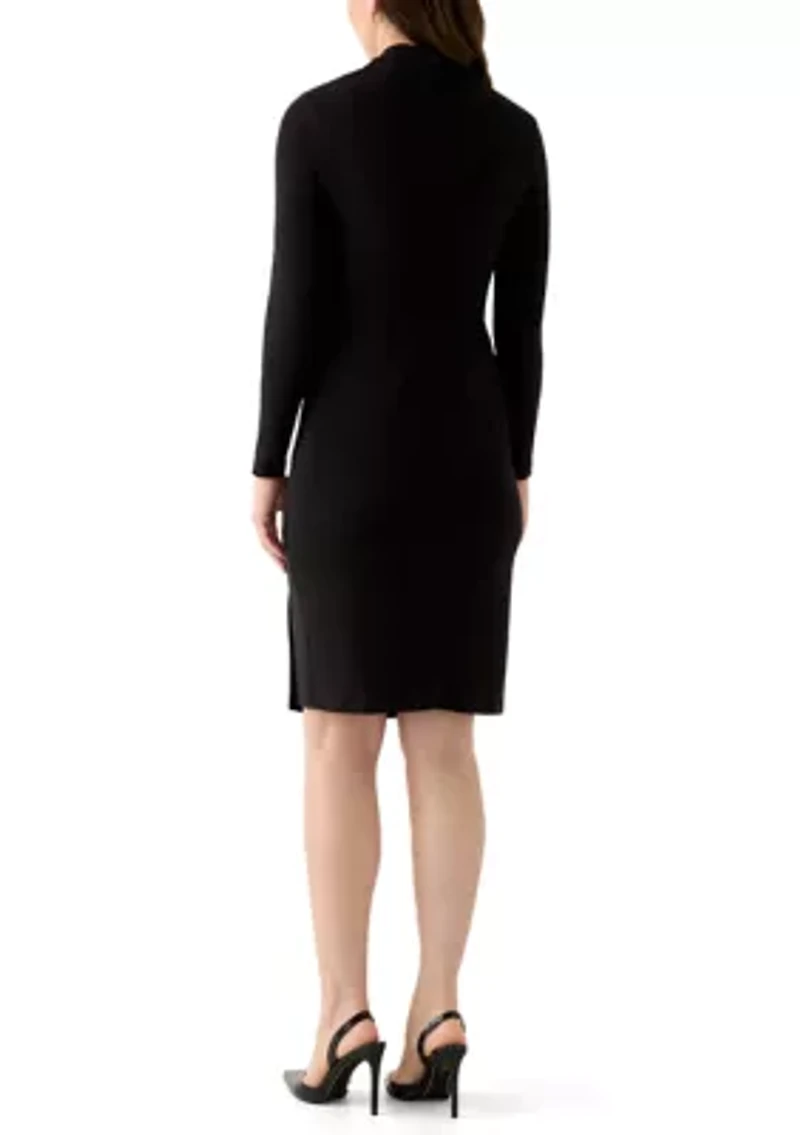 Women's Long Sleeve V-Neck Sheath Dress