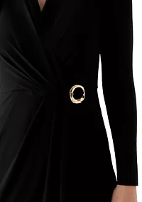 Women's Long Sleeve V-Neck Sheath Dress