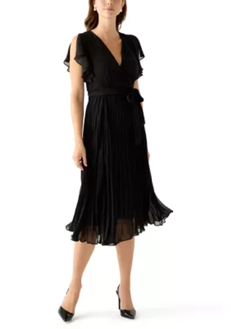 Women's Flutter Sleeve Chiffon Midi Dress
