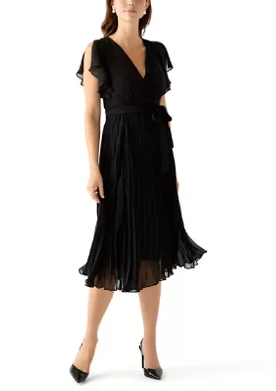 Women's Flutter Sleeve Chiffon Midi Dress