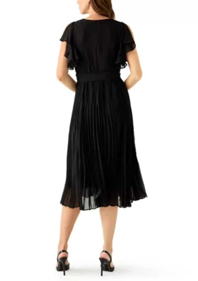 Women's Flutter Sleeve Chiffon Midi Dress