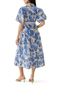 Women's Floral Tie Waist Midi Shirtdress