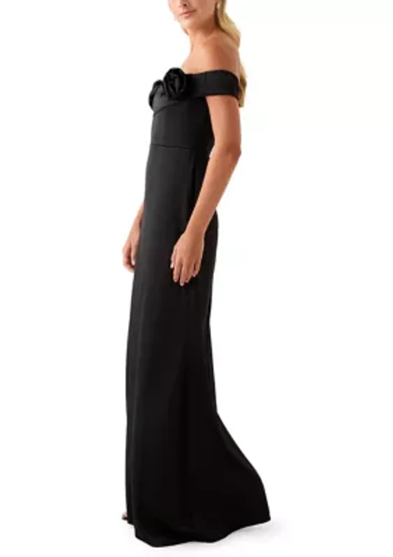 Women's Off-the-Shoulder Satin Gown