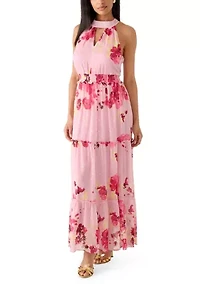 Women's Sleeveless Halter Printed Dress