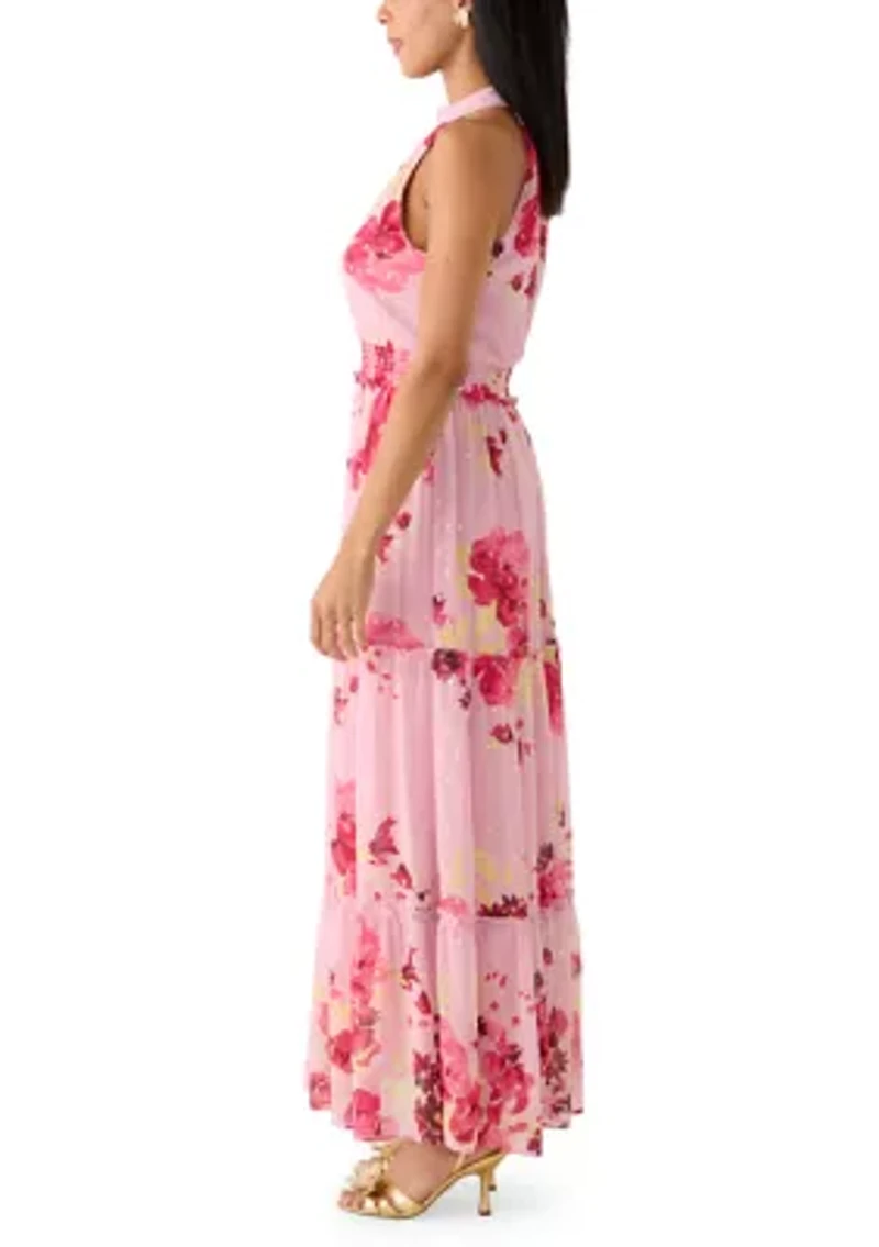 Women's Sleeveless Halter Printed Dress