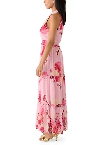 Women's Sleeveless Halter Printed Dress