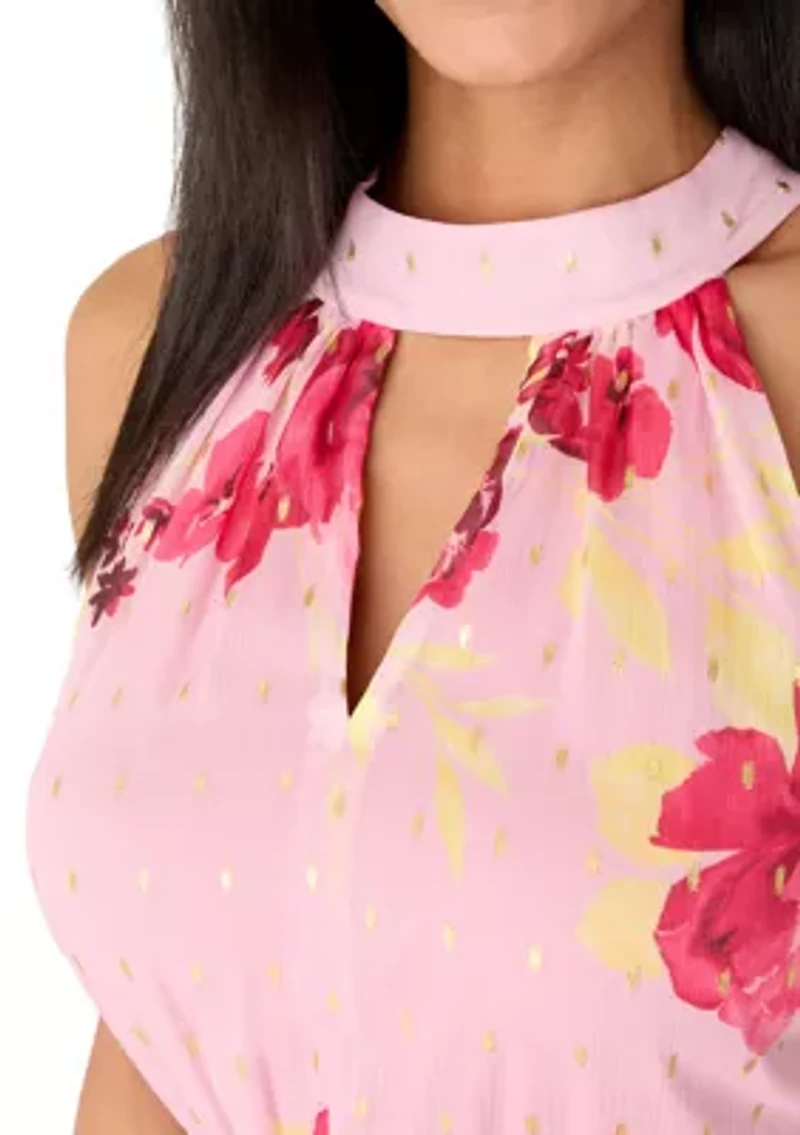 Women's Sleeveless Halter Printed Dress