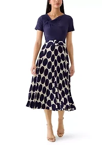 Women's Twist Front Pleated Skirt Dress