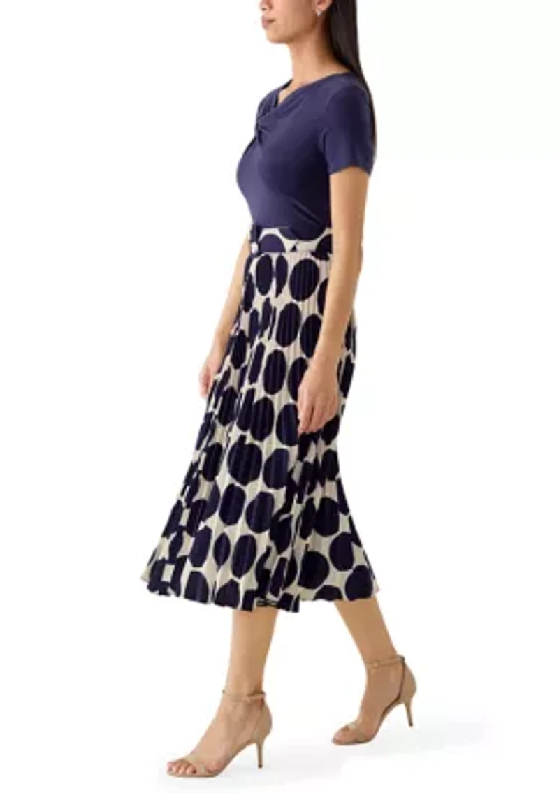 Women's Twist Front Pleated Skirt Dress