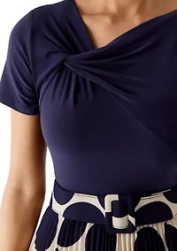 Women's Twist Front Pleated Skirt Dress