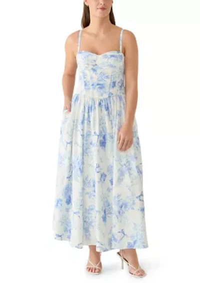 Women's Sleeveless Bustier Toile Printed Dress