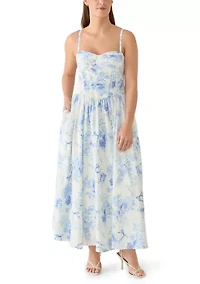 Women's Sleeveless Bustier Toile Printed Dress