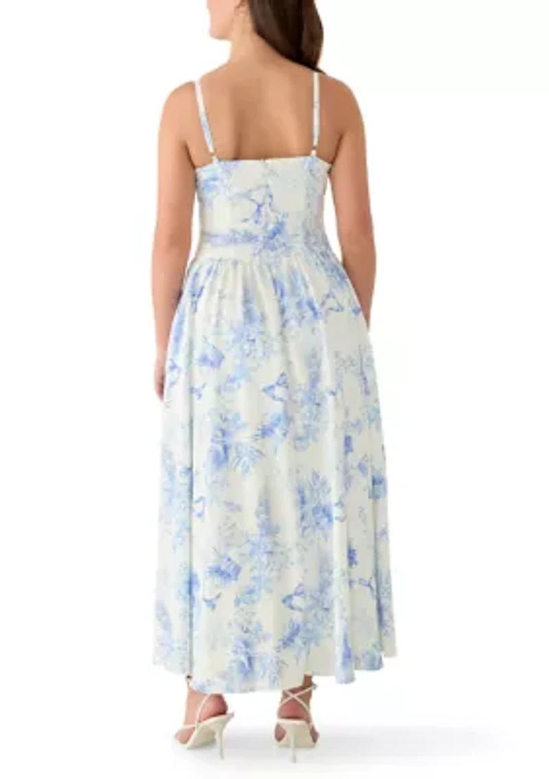 Women's Sleeveless Bustier Toile Printed Dress