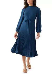 Women's Long Sleeve Mock Neck A-Line Dress
