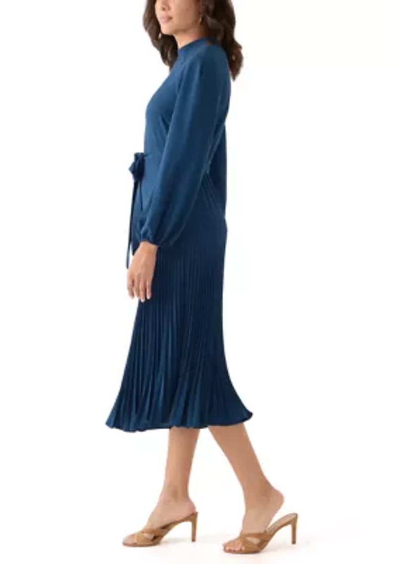 Women's Long Sleeve Mock Neck A-Line Dress