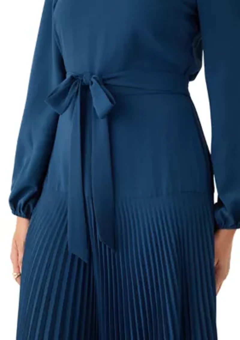 Women's Long Sleeve Mock Neck A-Line Dress