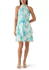 Women's Sleeveless Printed Chiffon A-Line Dress
