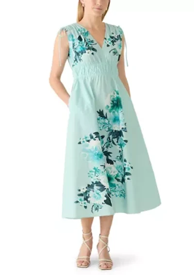 Women's Sleeveless Floral Printed A-Line Dress