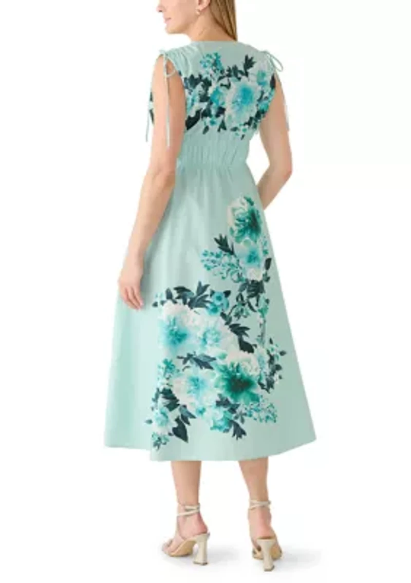 Women's Sleeveless Floral Printed A-Line Dress