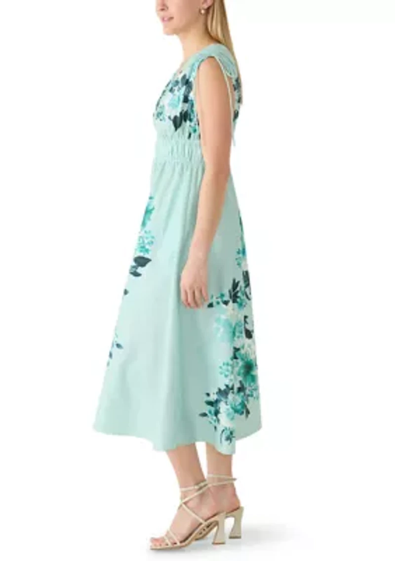 Women's Sleeveless Floral Printed A-Line Dress