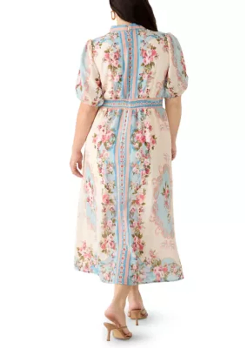 Plus Linen Belted Maxi Dress