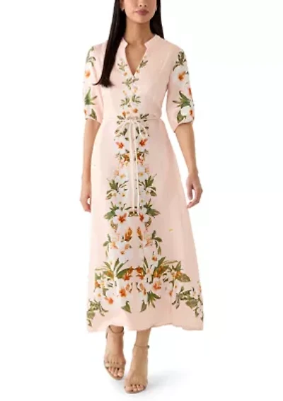 Women's Floral Placement Print Midi Dress