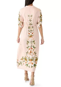 Women's Floral Placement Print Midi Dress