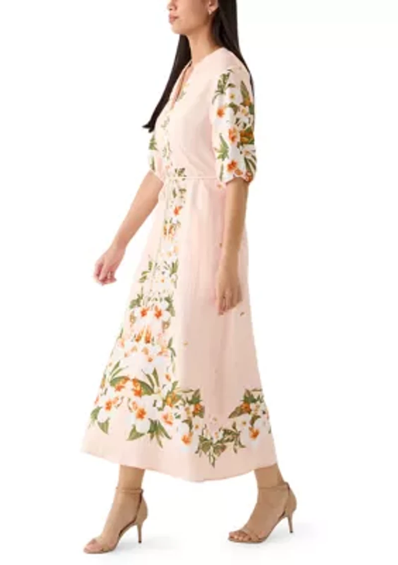 Women's Floral Placement Print Midi Dress