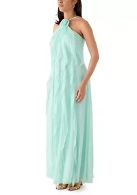 Women's Sleeveless Halter Ruffle Dress