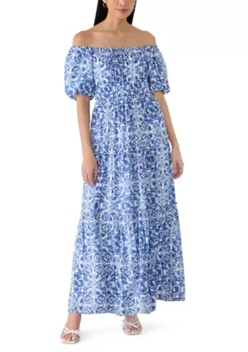 Women's Off The Shoulder Printed Maxi Dress