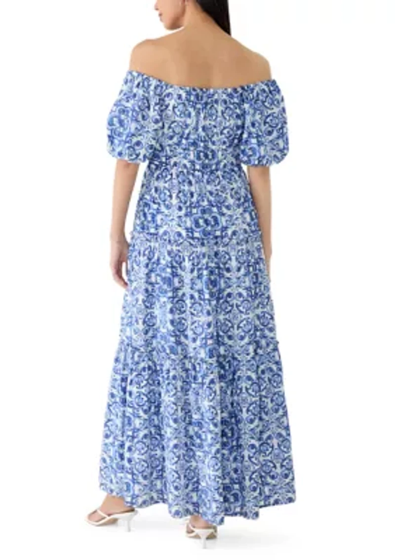 Women's Off The Shoulder Printed Maxi Dress