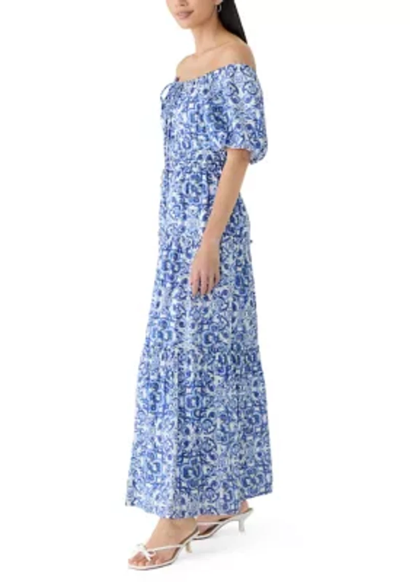Women's Off The Shoulder Printed Maxi Dress
