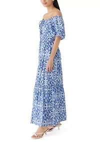 Women's Off The Shoulder Printed Maxi Dress