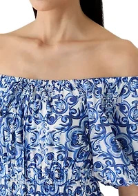 Women's Off The Shoulder Printed Maxi Dress