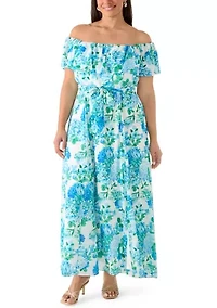 Plus Ruffle Sleeve Floral Maxi Dress