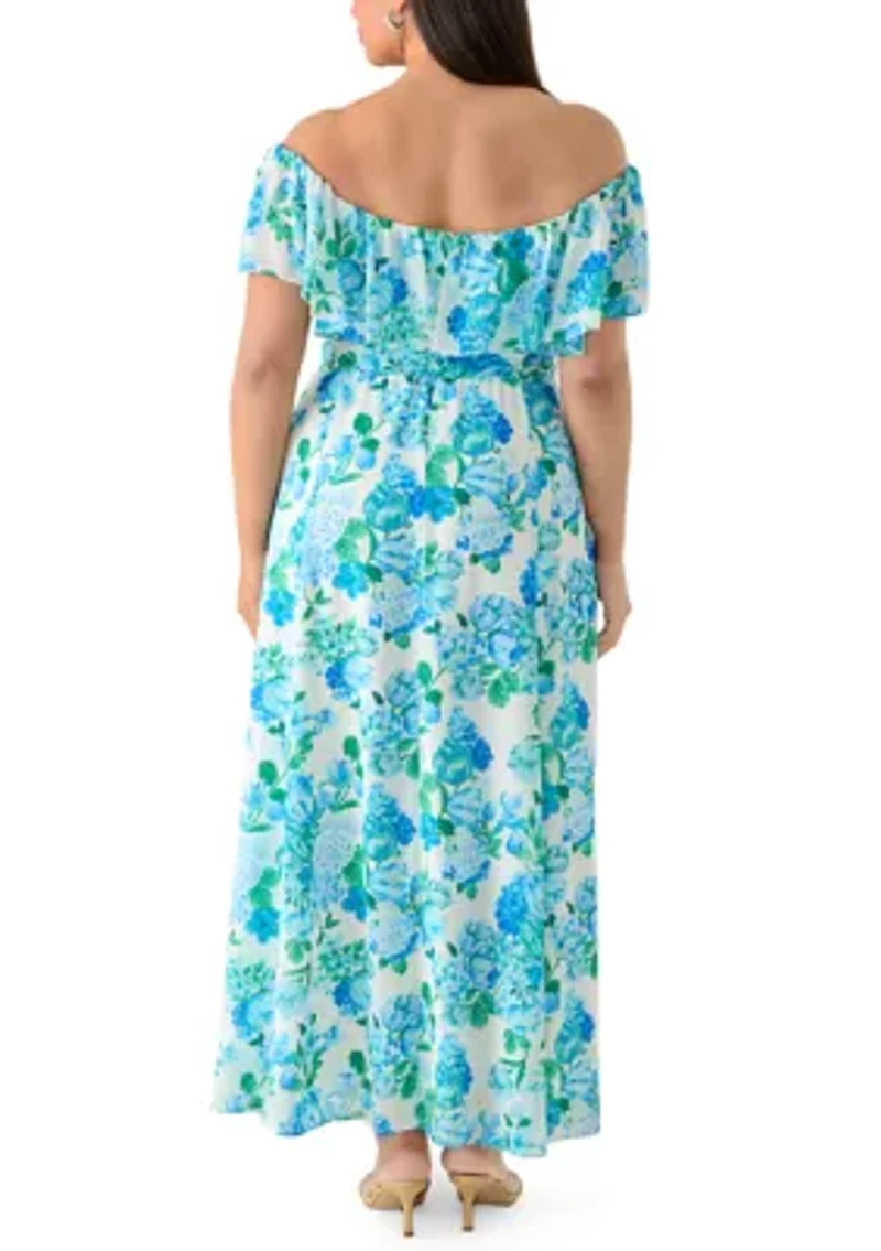 Plus Ruffle Sleeve Floral Maxi Dress