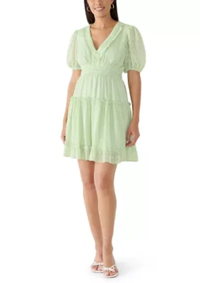 Women's Short Puff Sleeve A-Line Dress