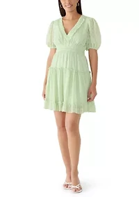 Women's Short Puff Sleeve A-Line Dress